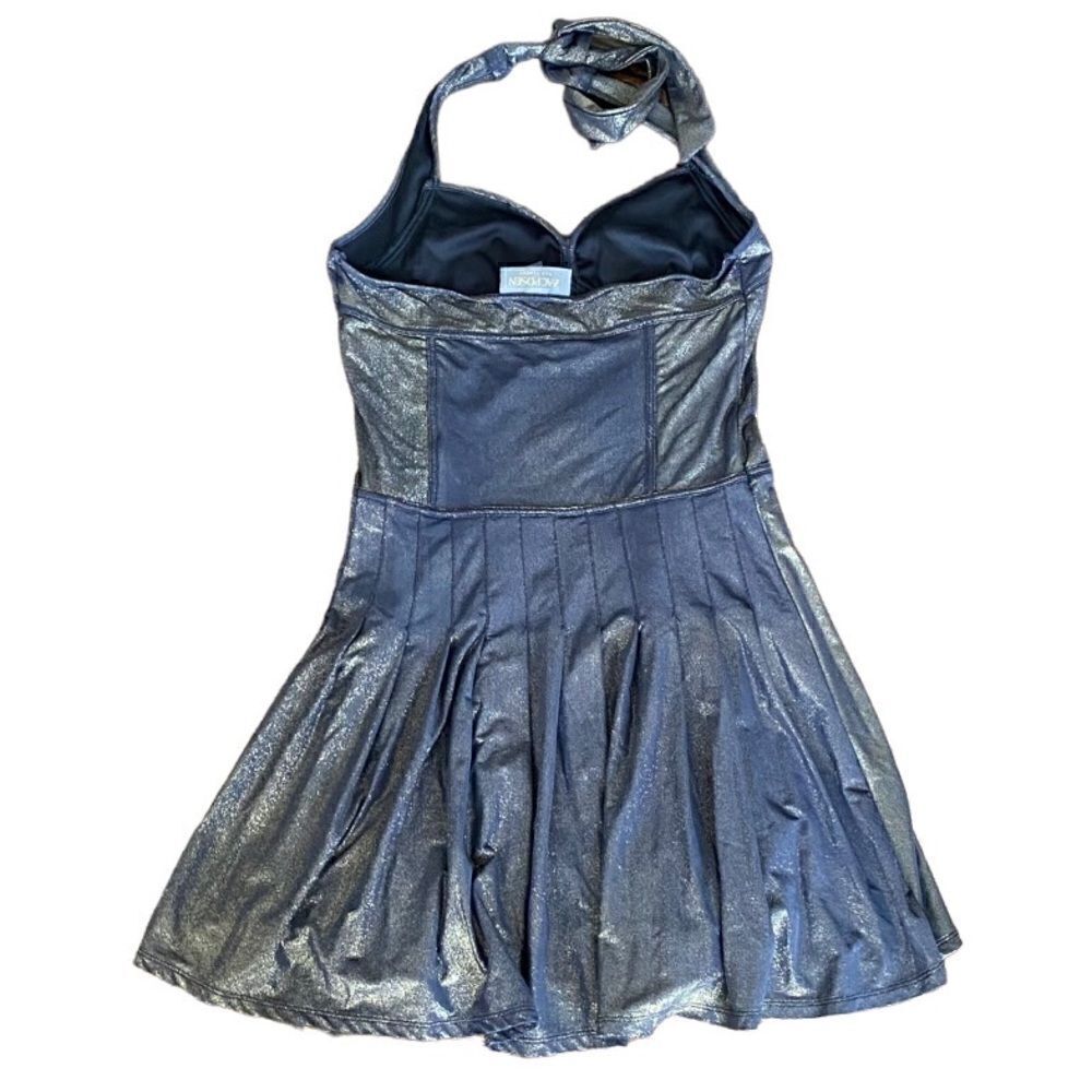 Zac Posen Halter Mini Dress Gold Black Shimmer Large - Picture 3 of 6